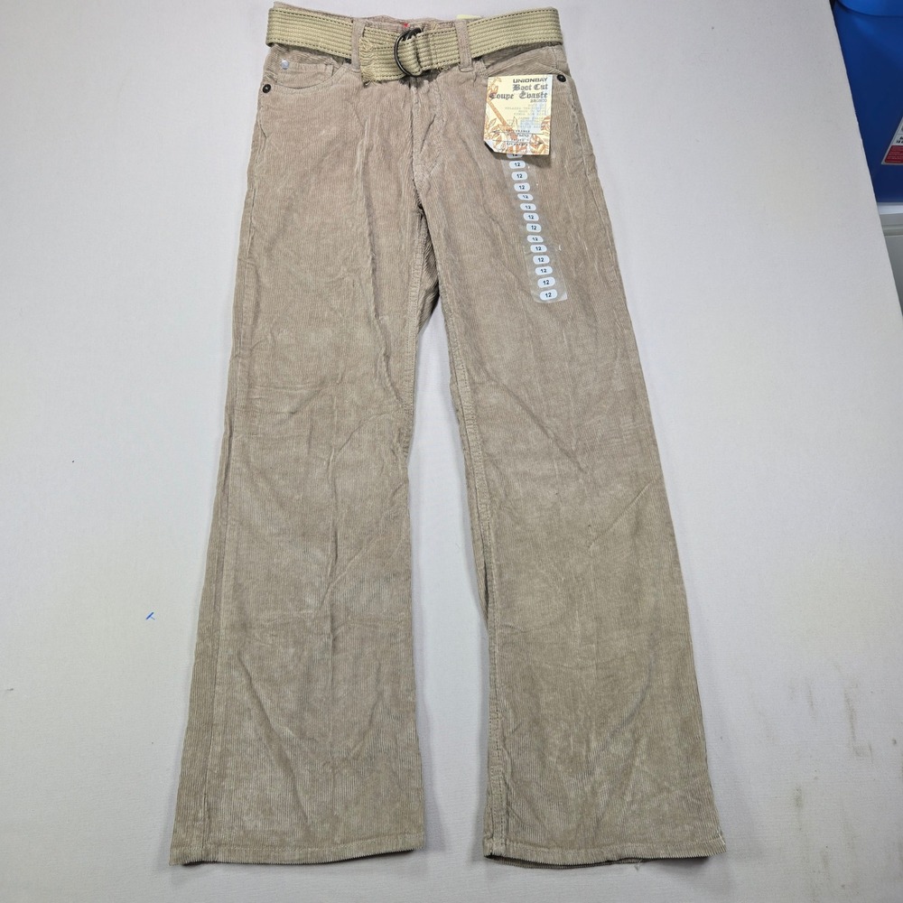 Unionbay Corduroy Pants Bronco Boot Cut Tan Beige Girls Size 12 NWT with Belt